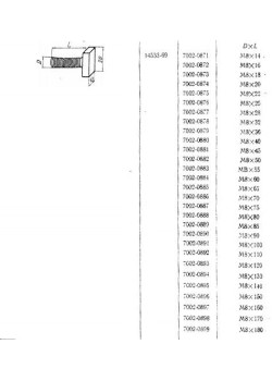 Болт пазовый М8х1,25х160 (7002-0897) ГОСТ 14533-69