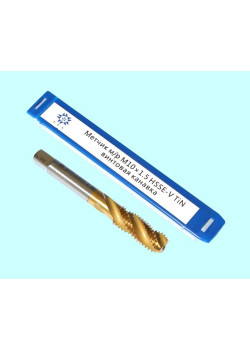 Метчик М10,0 (1,5) м/р.HSSЕ-V (GV3) винтовая канавка, покрытие TiN ISO 529 