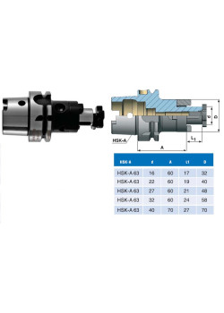 Оправка с хвостовиком HSK-A 63/d22х A60 комбинир-ая для нас. цил. и торц. фрез с прод-ой и попер-ой шпонкой 