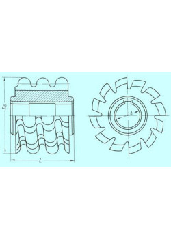 Фреза червячная Для звезд. привод. и втул.-ролик.цепей шаг t =25,4, Д.р.=15,88,4*26
