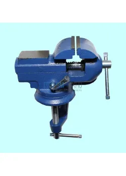 Тиски Слесарные   60 мм поворотные настольные с наковальней, крепление струбциной (LT86003) 