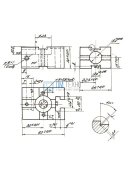 Опора Прямоугольная  60х 45х 30 установочная с Т-образным пазом 12мм, с установочным отверстием d18мм (ДСП-46) (восст.)