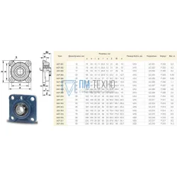 Подшипниковый Узел UCF208 (подшипник UC208 во фланцевом квадратном корпусе)