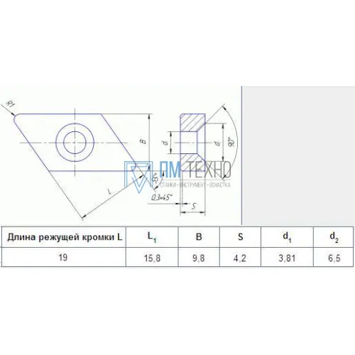 Пластина OKN  -  1904L  ВК15  параллелограмм, опорная левая (742-1904-2)