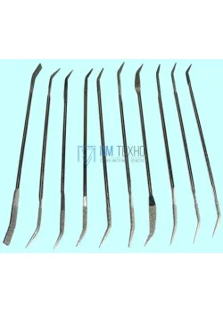 Набор надфилей алмазных фигурных изогнутых 2-х концеых из 10шт. L180ммх3 