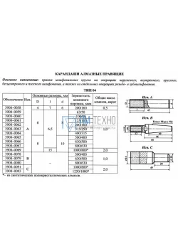 Карандаш алмазный   3908-0061, тип 04, исп.А, А3, 125/100, 1,0 карат