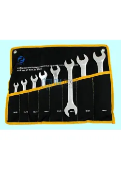 Набор ключей Рожковых из  8-ми шт. (8х10 - 24х27) в сумке хром-ванадий (сатингфиниш) #865 