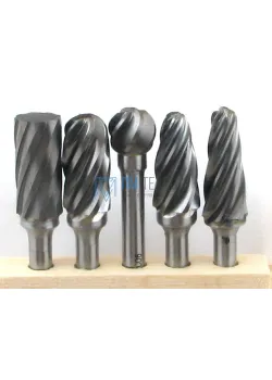 Набор борфрез тв. сплав. из  5шт. D12х(10-28)х6мм спиральная крупная насечка (CSS05-1005A) 