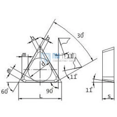 Пластина TPКN  -  2204PDL К20 трехгранная (01371) гладкая без отверстия