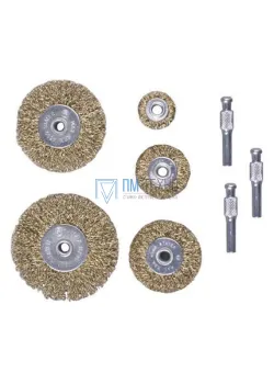 Набор щеток для дрели из 5-ти штук (25, 40, 50, 65, 75мм) +3 державки латунир. 