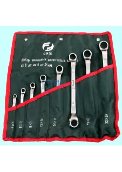 Набор ключей Накидных из  8-ми шт. (6х7 - 22х24)  в сумке хром (TS-002) 