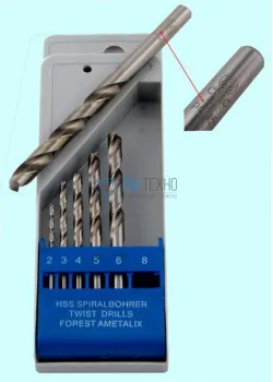 Набор сверл По металлу из  6шт. (d2,3,4,5,6,8мм) вышлиф. Р6М5 в пластмассовом футляре (H601) 