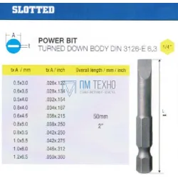 Биты шлицевые SL 6,5х1,2х 50мм S2 DIN3126 хв-к Е1/4 