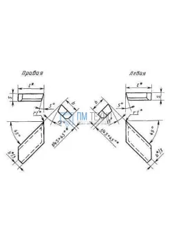Пластина 15040 ВК8 левая (16х10х4х15гр)(для фасочных резцов и резцов для обр. пазов 