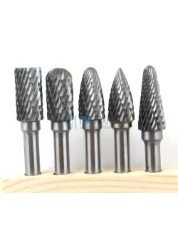 Набор борфрез тв. сплав. из  5шт. D10х(20-25)х6мм Х-образная насечка (CSM05-8005D) 