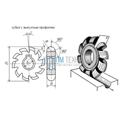 Фреза Выпуклая  63х10х22 R5,0 Р6М5 Z=12 