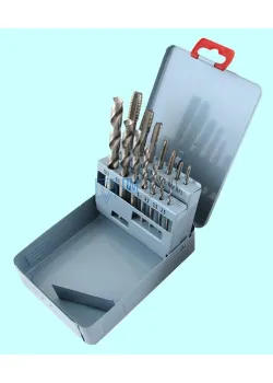 Набор резьбонарезной из  7 метчиков М3-М12 Р18 и  7 сверл d2.5-d10.3 Р18 в мет. коробке (14 поз.) 