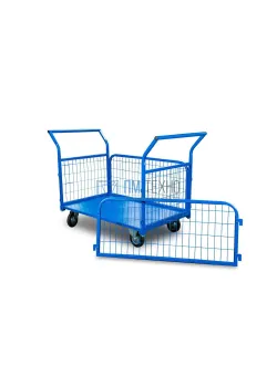 Тележка платформенная TOR ТП-3С (700х1200) с бортами из сетки и двумя ручками (колеса 160 мм)