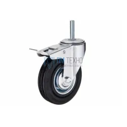 Колесо поворотное SCtB 55 125 мм резина с болтом 
и тормозом (F)