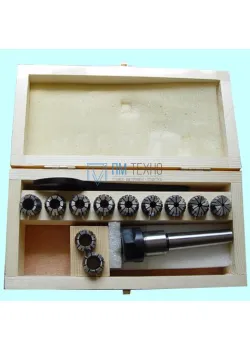 Патрон Цанговый с хвостовиком КМ3  (М12х1.75) с набором цанг ER20 из 11шт (3-13мм) 