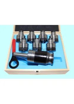 Патрон резьбонарезной с хвостовиком КМ3 с набором головок из 7шт. М12-М24 (MТ3-GT24-140L) 