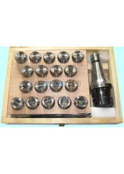 Патрон Цанговый с хвостовиком 7:24-40 ГОСТ 25827 исп.1 М16х2.0 с набором цанг ER32 из 18шт (3-20мм) 