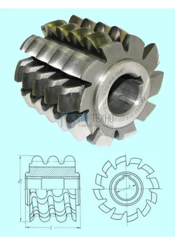 Фреза чер.Для звезд. привод. и втул.-ролик.цепей шаг t = 9,525 Д.р.=6,00, Р6М5, 2°43