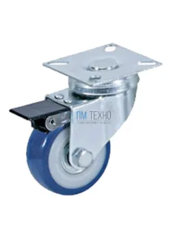 Колесо аппаратное поворотное SCvb 92 75 мм с тормозом (синяя резина)