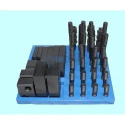 Набор клиновых ступенчатых прижимов из 58-ми предм., паз21,7мм М20х2,5 на пласт. подст. (YT-0212) 