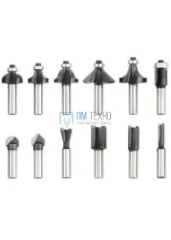 Набор фрез по дереву фасонных из 12шт. (d хвостовика 8мм) в дер. ящике FIT(36578)