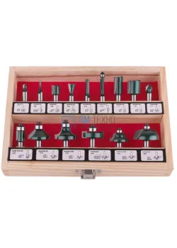Набор фрез по дереву фасонных из 15шт. (d хвостовика 8мм) в дер. ящике FIT(36579)