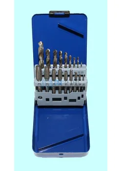 Набор резьбонарезной из  9 метчиков М3-М12 9ХС и  9 сверл d2.5-d10.3 в металлическом футляре (18 поз.) SM018-3 