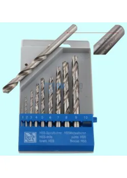 Набор сверл По металлу из 10 шт. (d1,2,3,4,5,6,7,8,9,10мм) вышлиф. Р6М5 в пластмассовом футляре (Н1001) 