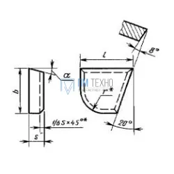 Пластина 06380 Т15К6 левая (16х10х6х6х18гр) (для подр. и расточных резцов под глухие отв.)