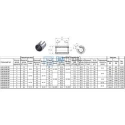 Подшипник линейный LM 20 UU OP, 20 х 32 х 42мм (открытый тип) 