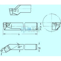 Резец Расточной 20х20х170 тв. сплав для сквозных отверстий (без маркировки марки сплава)
