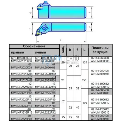 Резец Контурный 32х32х170 (2103-0725) с 3-х гранной пластиной Т15К6