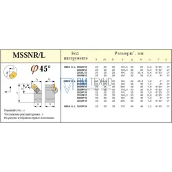 Резец Проходной 32х25х170 (МSSNR-32 25-P15) для квадр. пласт.(SNUM, SNMM, SNUA, SNMA)