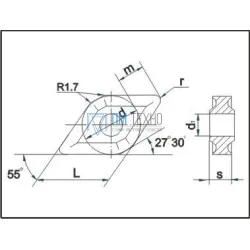 Пластина DNMG - 150608 МС321 ромбическая(55) dвн=5мм (13125) со стружколомом на 2-х сторонах
