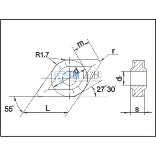 Пластина DNMG - 150608-46  МС121 ромбическая(55) dвн=5мм (13125) со стружколомом на 2-х сторонах