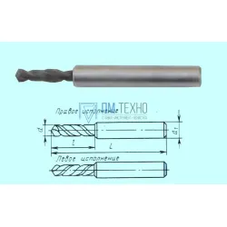 Сверло d  3,6 х12х 52 ц/х ВК8 цельное стальной  ут. хв. dхв. 6,0 ГОСТ17273