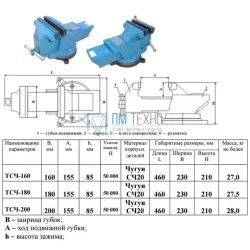 Тиски Слесарные 180 мм чугунные поворотные ТСЧ-180 (Гомель)
