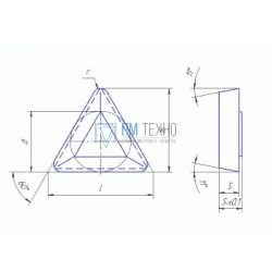 Пластина TРGR  - 160308  Р30 трехгранная односторонняя без отверстия со стружколомом